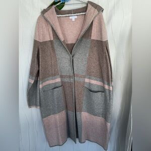 Charter Club Women's Hooded Cardigan in Pink and Gray